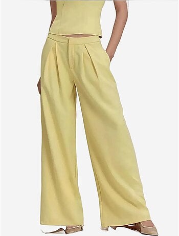 Pantalones largos plisados de pierna ancha