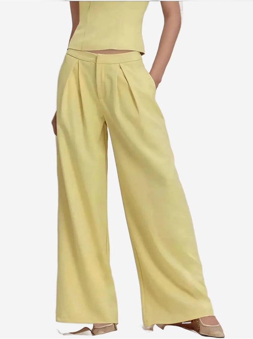 Pantalones largos plisados de pierna ancha - Kiabi Pantalones largos plisados de pierna ancha - Kiabi