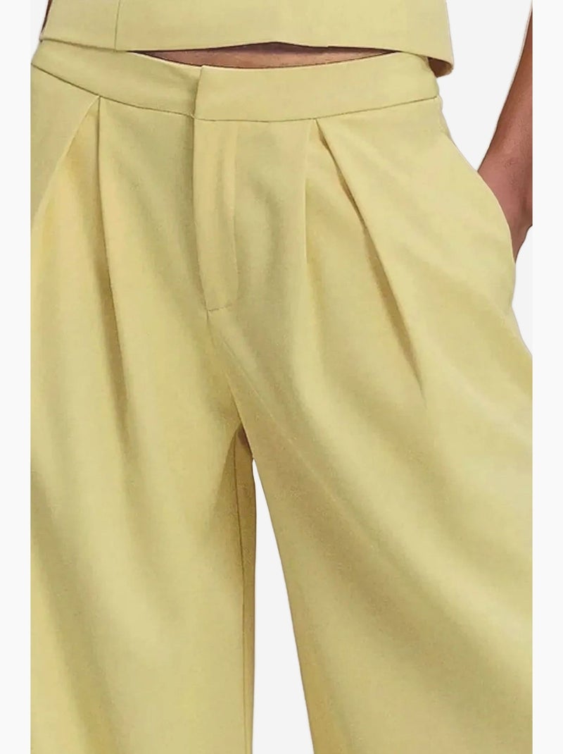 Pantalones largos plisados de pierna ancha hiccup Amarillo - Kiabi