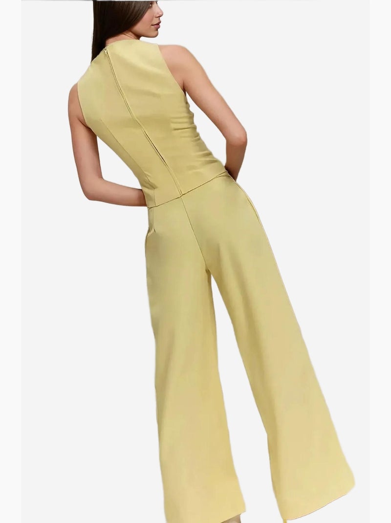 Pantalones largos plisados de pierna ancha hiccup Amarillo - Kiabi
