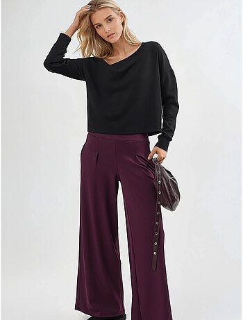 Pantalones largos rectos con cintura elástica busem