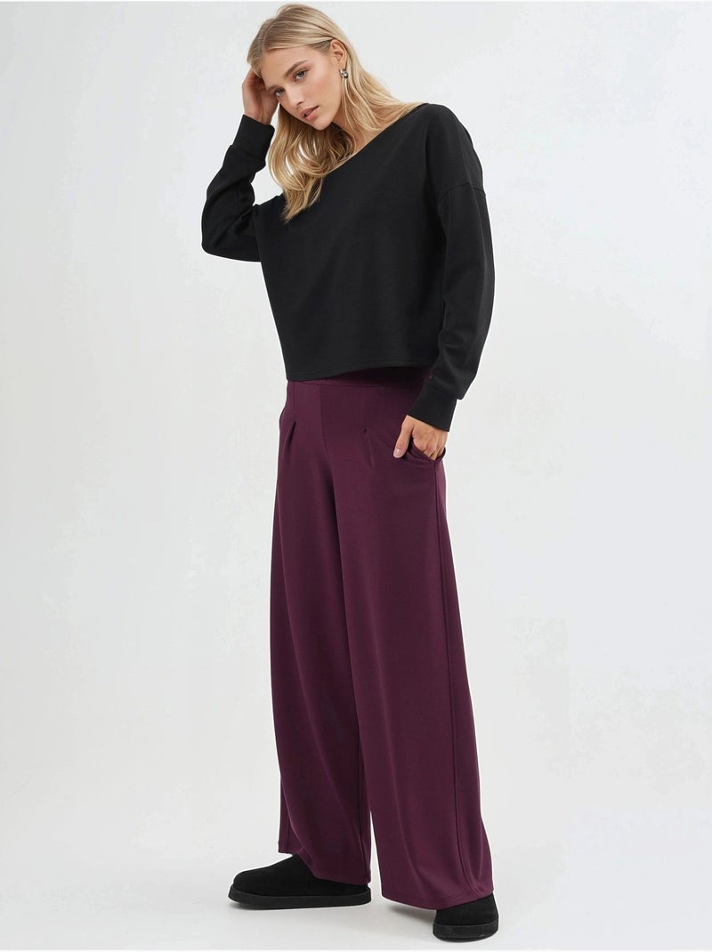 Pantalones largos rectos con cintura elástica busem Rojo burdeos - Kiabi