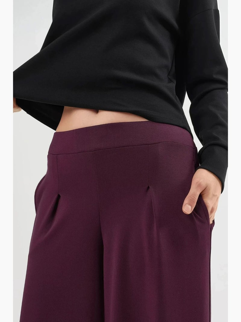 Pantalones largos rectos con cintura elástica busem Rojo burdeos - Kiabi