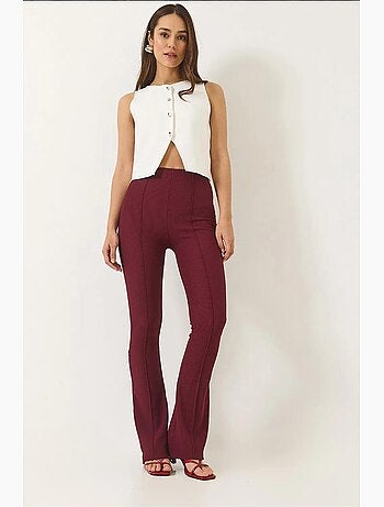 Pantalones leggings acanalados de cintura alta y acampanados lucci