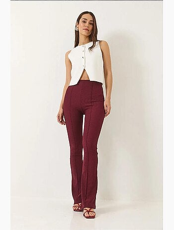 Pantalones leggings acanalados de cintura alta y acampanados lucci