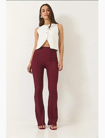Pantalones leggings acanalados de cintura alta y acampanados lucci
