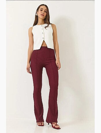 Pantalones leggings acanalados de cintura alta y acampanados lucci