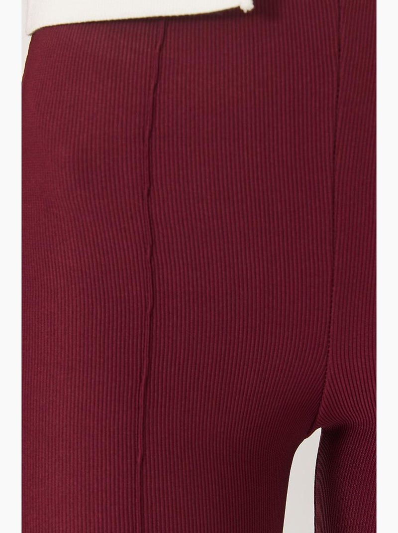 Pantalones leggings acanalados de cintura alta y acampanados lucci Rojo burdeos - Kiabi