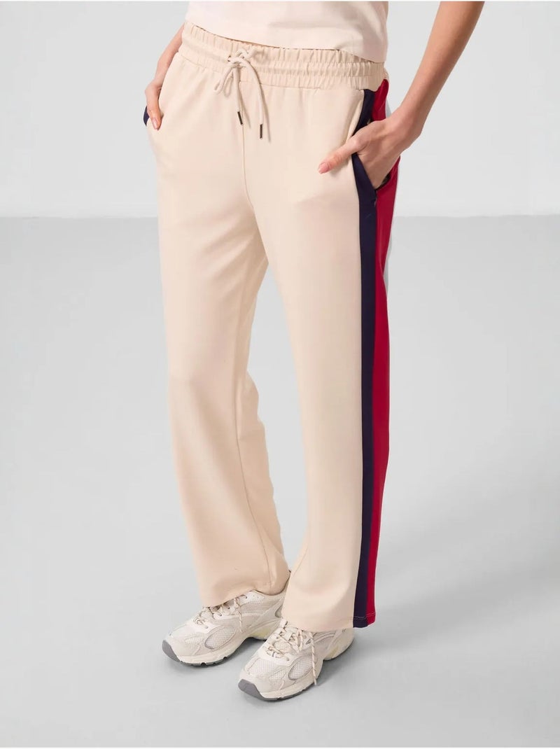 Pantalones palazzo a rayas con cintura con cordón tommy Beige arcilla - Kiabi