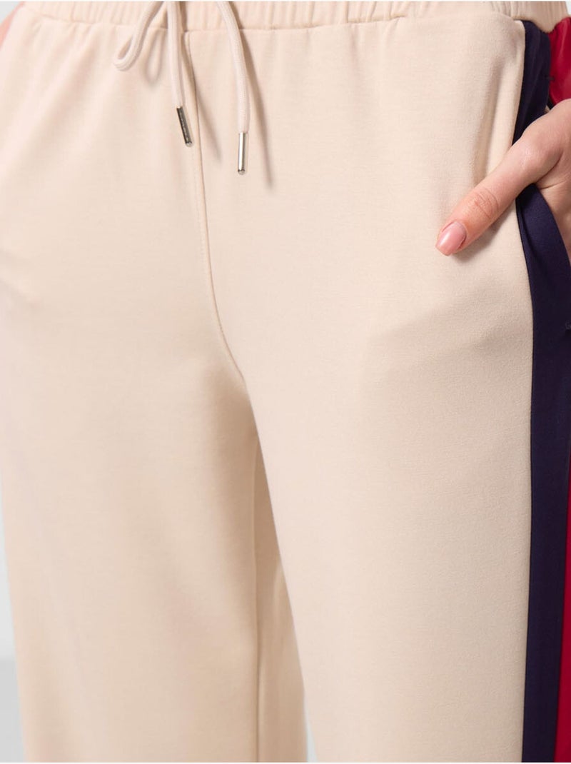 Pantalones palazzo a rayas con cintura con cordón tommy Beige arcilla - Kiabi