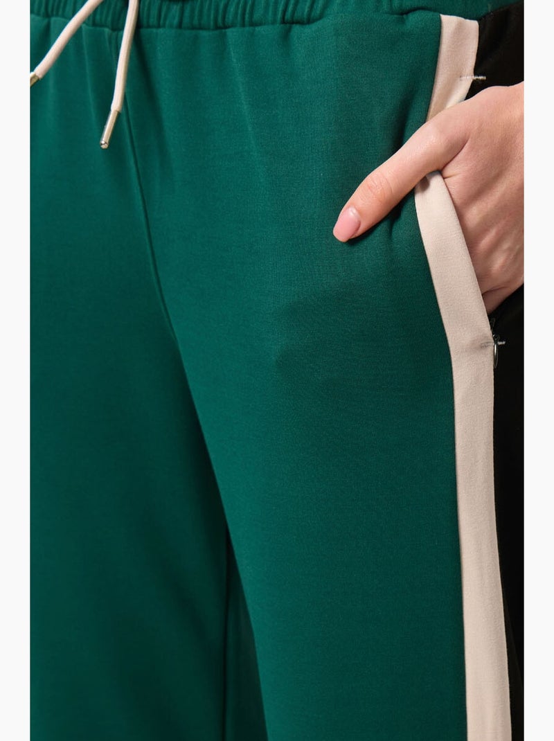 Pantalones palazzo a rayas con cintura con cordón tommy Verde - Kiabi