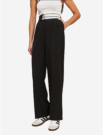 Pantalones palazzo abotonados con cintura asimétrica y pierna ancha lucci