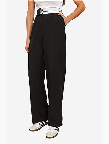 Pantalones palazzo abotonados con cintura asimétrica y pierna ancha lucci