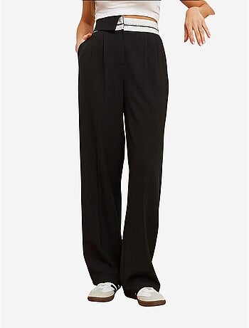 Pantalones palazzo abotonados con cintura asimétrica y pierna ancha lucci