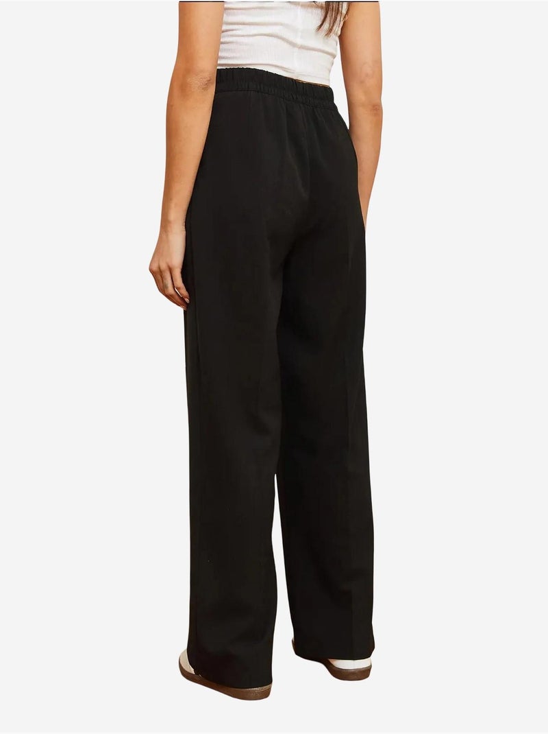 Pantalones palazzo abotonados con cintura asimétrica y pierna ancha lucci Negro - Kiabi