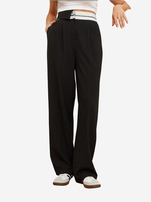 Pantalones palazzo abotonados con cintura asimétrica y pierna ancha lucci - Kiabi Pantalones palazzo abotonados con cintura asimétrica y pierna ancha lucci - Kiabi