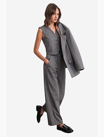 Pantalones palazzo de cintura alta con bolsillos mixray
