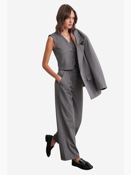 Pantalones palazzo de cintura alta con bolsillos mixray - Kiabi Pantalones palazzo de cintura alta con bolsillos mixray - Kiabi