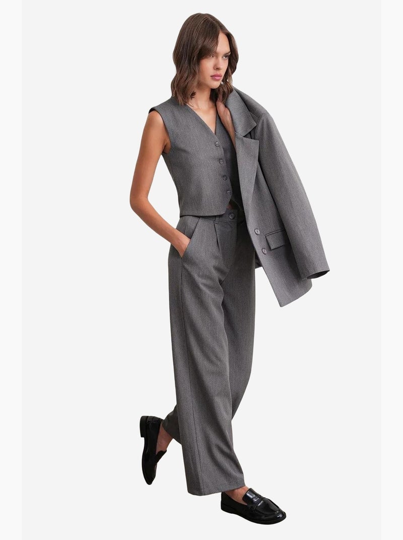 Pantalones palazzo de cintura alta con bolsillos mixray Gris oscuro - Kiabi