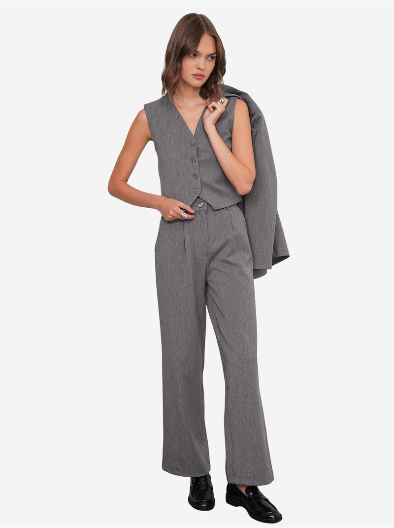 Pantalones palazzo de cintura alta con bolsillos mixray Gris oscuro - Kiabi