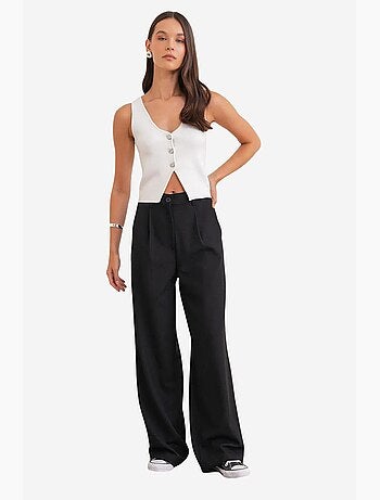Pantalones palazzo de cintura alta con bolsillos mixray