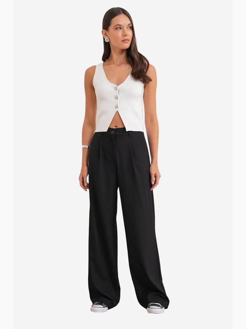 Pantalones palazzo de cintura alta con bolsillos mixray - Kiabi Pantalones palazzo de cintura alta con bolsillos mixray - Kiabi