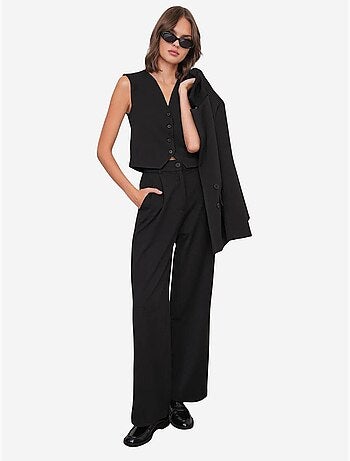 Pantalones palazzo de cintura alta con bolsillos mixray