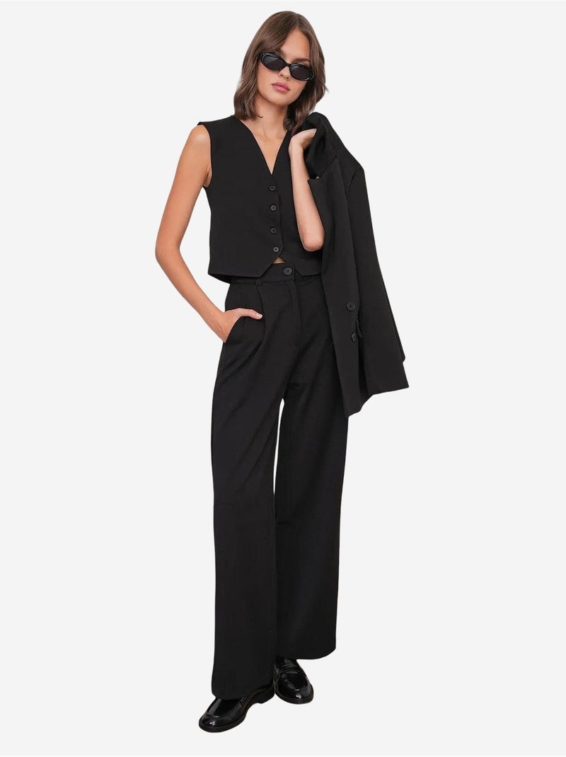 Pantalones palazzo de cintura alta con bolsillos mixray Negro - Kiabi