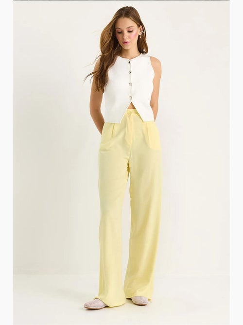 Pantalones palazzo de cintura alta con cierre de botón lucci - Kiabi Pantalones palazzo de cintura alta con cierre de botón lucci - Kiabi