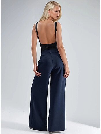 Pantalones palazzo de cintura alta con elástico busem