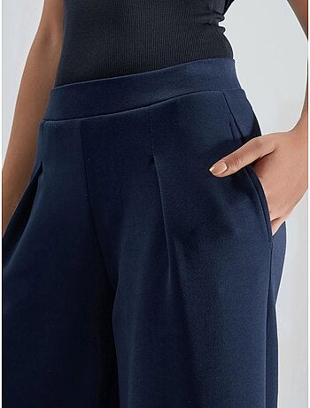 Pantalones palazzo de cintura alta con elástico busem