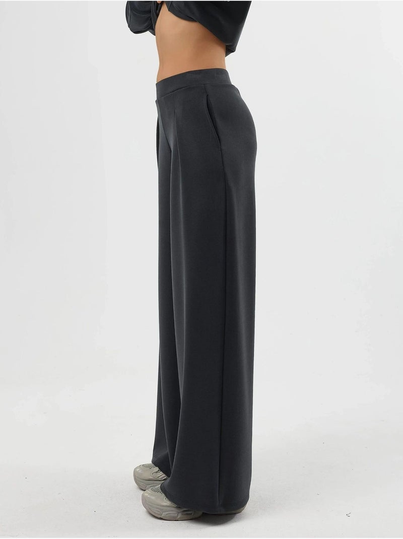 Pantalones palazzo de cintura alta con elástico busem Gris negro - Kiabi