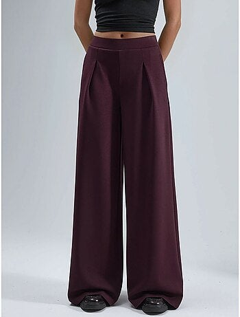 Pantalones palazzo de cintura alta con elástico busem