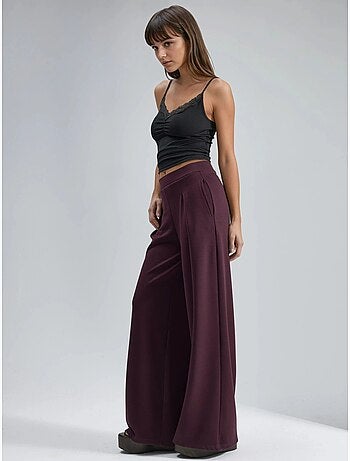 Pantalones palazzo de cintura alta con elástico busem