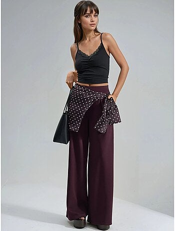 Pantalones palazzo de cintura alta con elástico busem