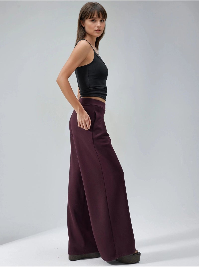 Pantalones palazzo de cintura alta con elástico busem Rojo burdeos - Kiabi