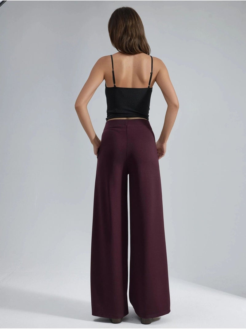 Pantalones palazzo de cintura alta con elástico busem Rojo burdeos - Kiabi