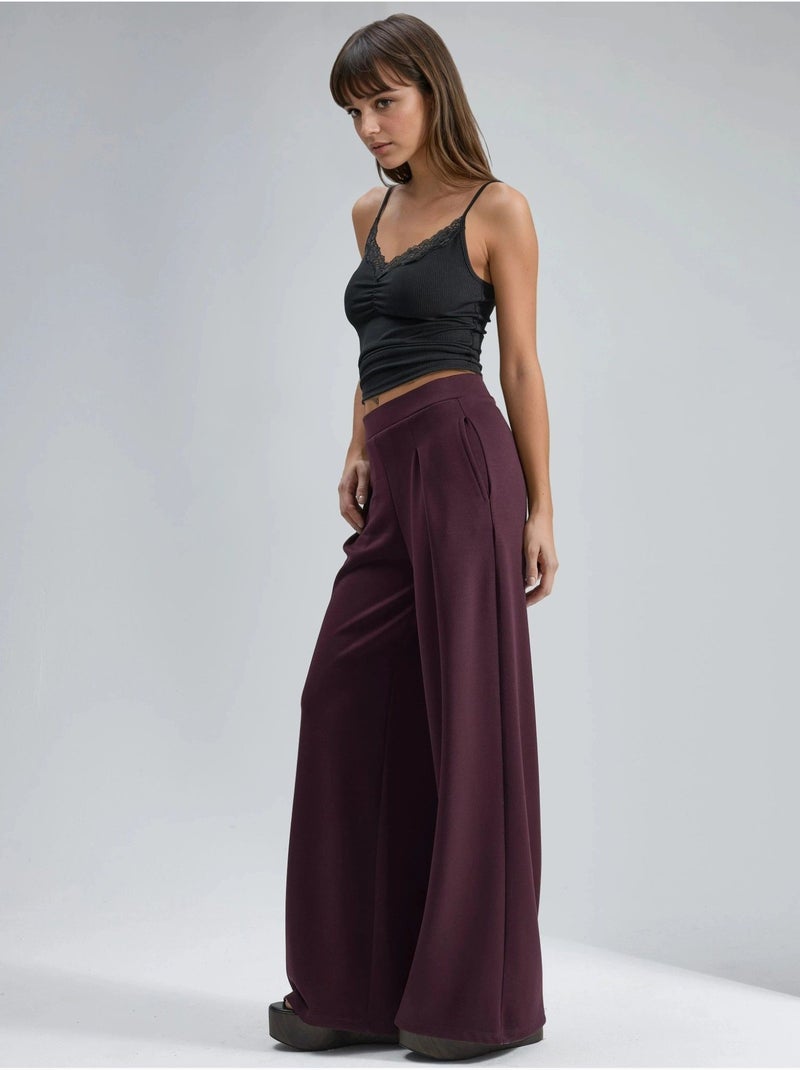 Pantalones palazzo de cintura alta con elástico busem Rojo burdeos - Kiabi