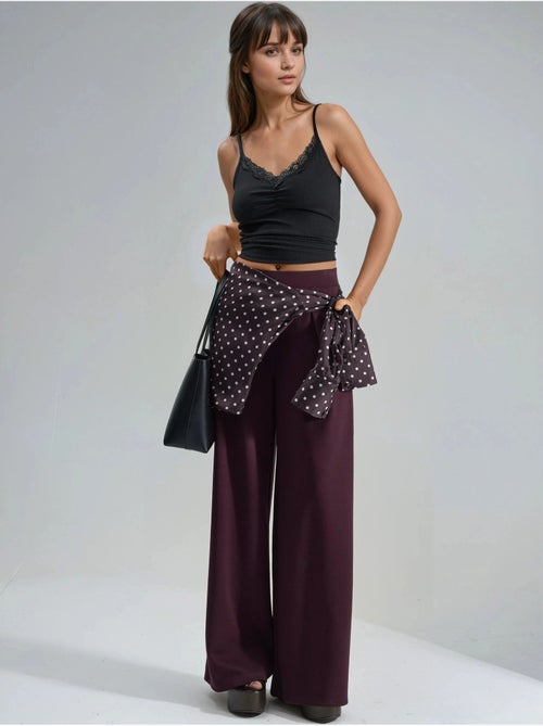 Pantalones palazzo de cintura alta con elástico busem - Kiabi Pantalones palazzo de cintura alta con elástico busem - Kiabi