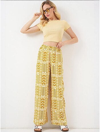 Pantalones palazzo de cintura alta con rayas geométricas bdart