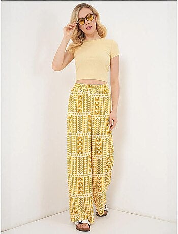 Pantalones palazzo de cintura alta con rayas geométricas bdart