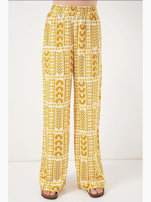 Pantalones palazzo de cintura alta con rayas geométricas bdart - Kiabi Pantalones palazzo de cintura alta con rayas geométricas bdart - Kiabi