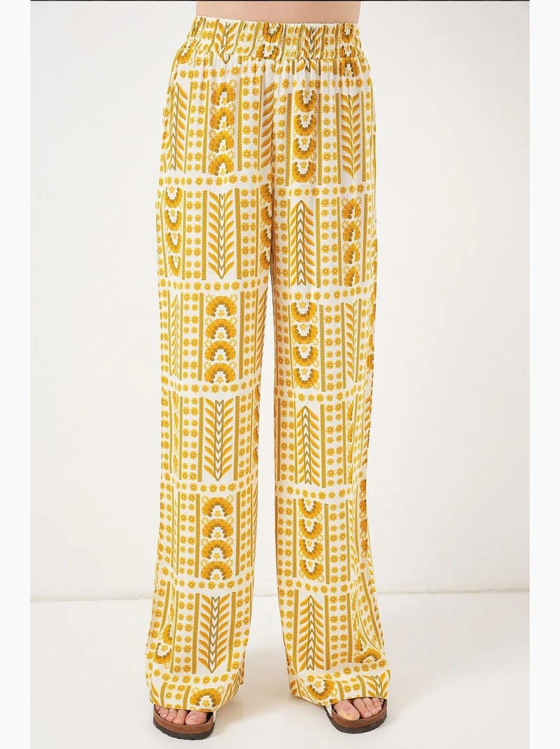 Pantalones palazzo de cintura alta con rayas geométricas bdart Ámbar - Kiabi