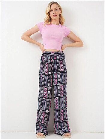 Pantalones palazzo de cintura alta con rayas geométricas bdart