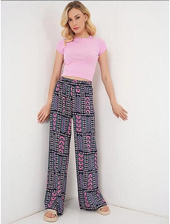 Pantalones palazzo de cintura alta con rayas geométricas bdart
