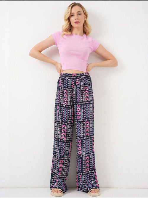 Pantalones palazzo de cintura alta con rayas geométricas bdart - Kiabi Pantalones palazzo de cintura alta con rayas geométricas bdart - Kiabi