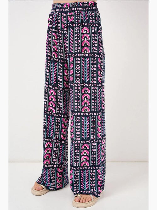 Pantalones palazzo de cintura alta con rayas geométricas bdart - Kiabi Pantalones palazzo de cintura alta con rayas geométricas bdart - Kiabi