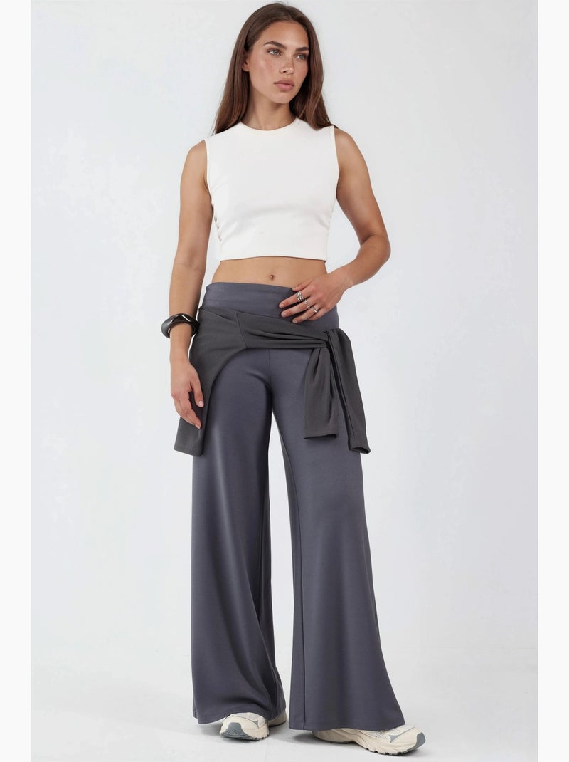 Pantalones palazzo de cintura alta hiccup Gris - Kiabi