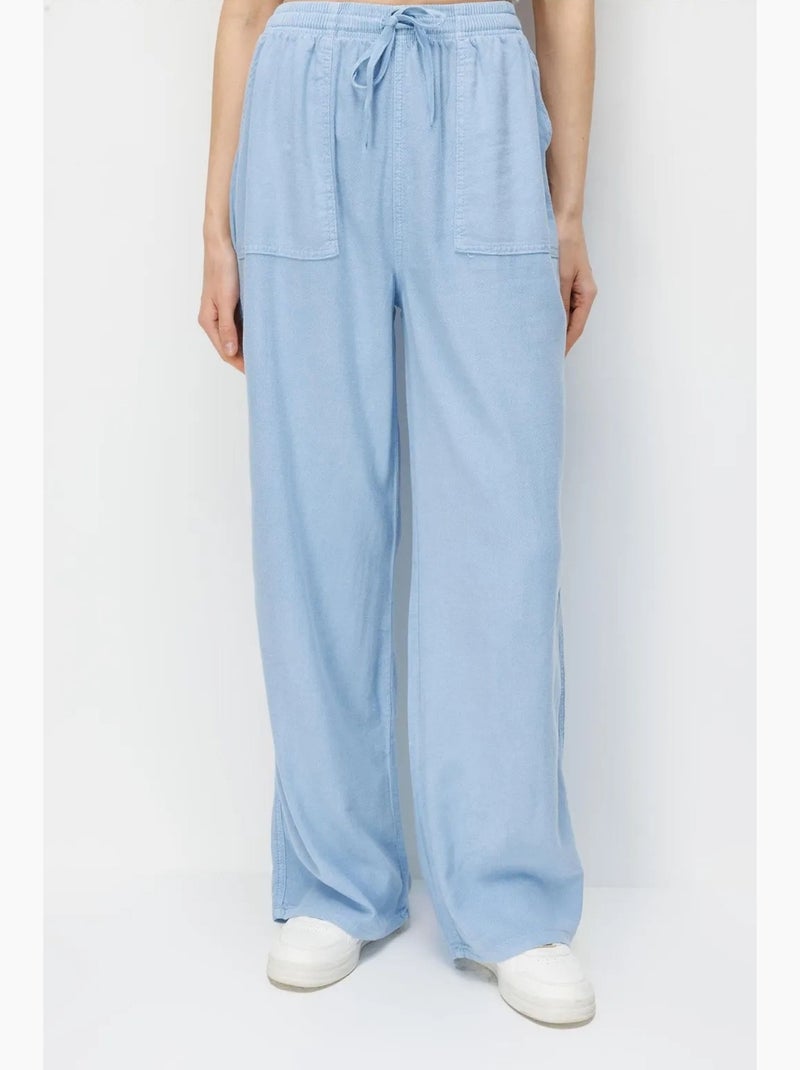Pantalones palazzo de cintura alta y pernera ancha con cintura de cordón mixray Azul cielo - Kiabi