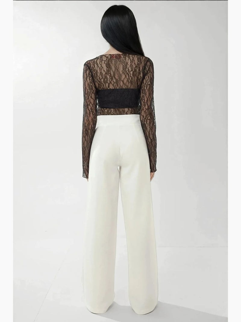 Pantalones palazzo de cintura alta y pierna ancha hiccup Blanco - Kiabi